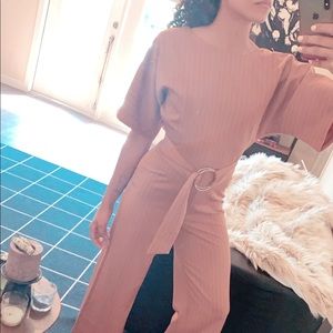 Wide Leg Jumpsuit With Matching O-Ring Belt